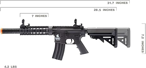 Lancer Tactical Gen 2 Durable Airsoft Gun SD M4 Polymer- Full/Semi-Auto Piactinny Rail AEG Rifle with 0.20g BBS, Charger and Battery