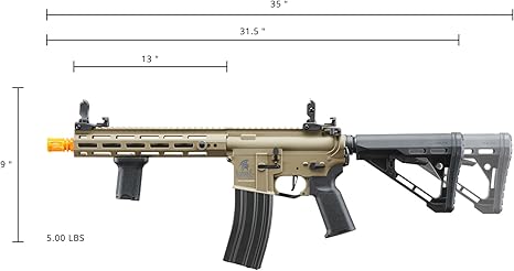 Lancer Tactical Gen 3 Hellion MLOCK 10" Lightweight Durable Polymer M4 Airsoft MLOK AEG w/High Speed Mid Cap with Programmable Trigger (ETU & MOSFET)