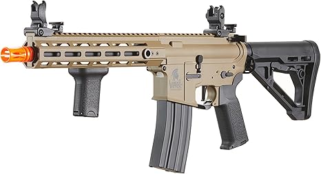 Lancer Tactical Gen 3 Hellion MLOCK 10" Lightweight Durable Polymer M4 Airsoft MLOK AEG w/High Speed Mid Cap with Programmable Trigger (ETU & MOSFET)