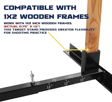 Highwild Adjustable Target Stand Base for Paper Shooting Cardboard Silhouette H Shape Stand Base for Shooting Range 1x2 Wooden Target Station Setup - 2 Pack