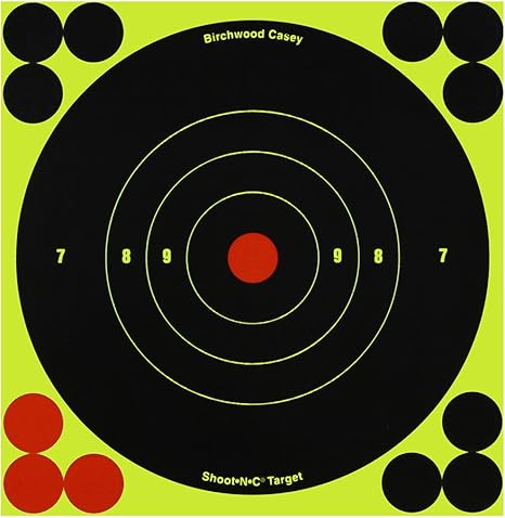 Birchwood Casey Bull's-Eye Reactive Targets - Highly Visible Instant Feedback Self-Adhesive Shooting Targets